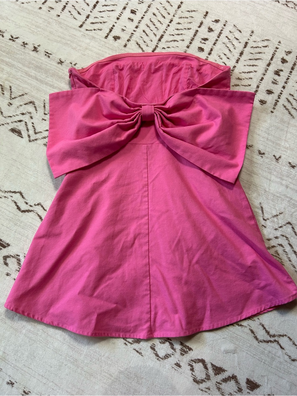 Altar’d State Pink Strapless Bow Back Fit & Flare Mini Dress Medium - Picture 2 of 6